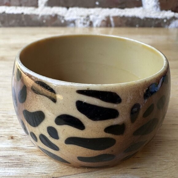 Vintage Cheetah‎ Animal Print Bangle Bracelet Chunky Brown Black Tan Size 7.5 - Picture 1 of 6
